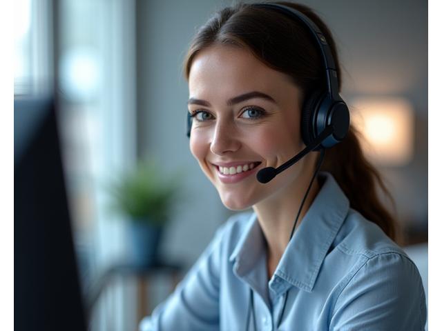 Professional customer support representative assisting a client